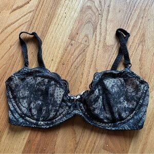 Vintage Victoria’s Secret nude and black lace demi bra